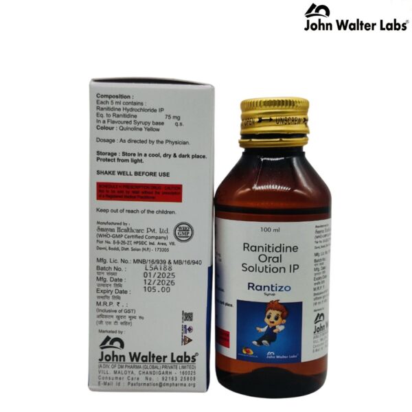 RANTIZO Syrup (Ranitidine Oral Solution IP) John Walter Labs